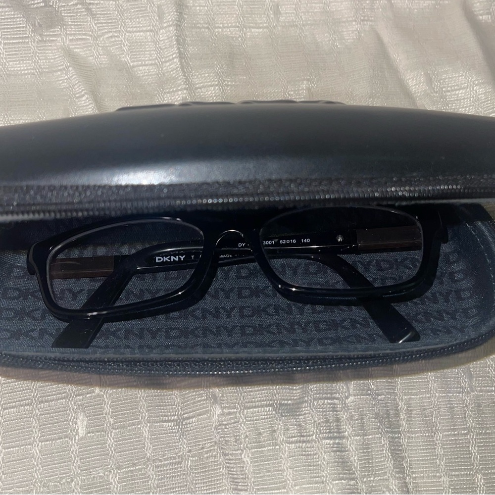 DKNY Black Rectangular Glasses With Eyeglass Case - image 7